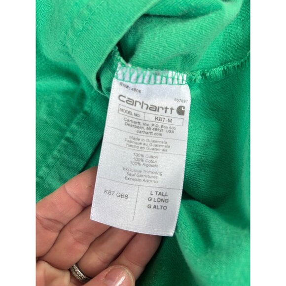 Carhartt Mens Loose Fit Pocket T-Shirt Green Size L Tall 100% Cotton Casual - Picture 11 of 11